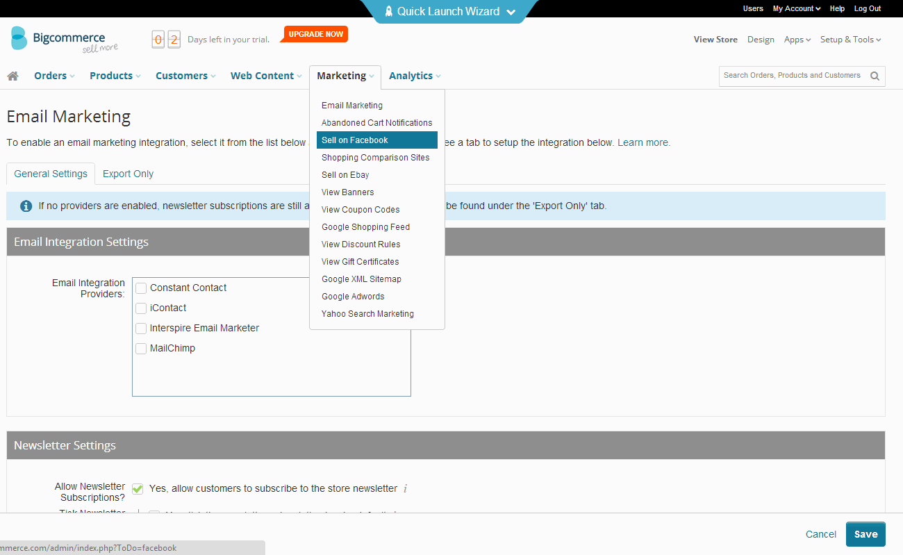 Bigcommerce Marketing Options
