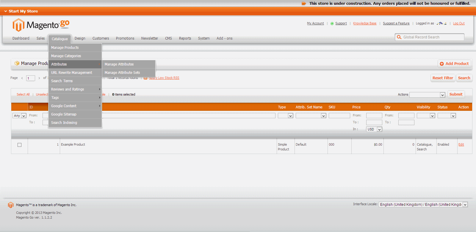 Magento Go Product Options
